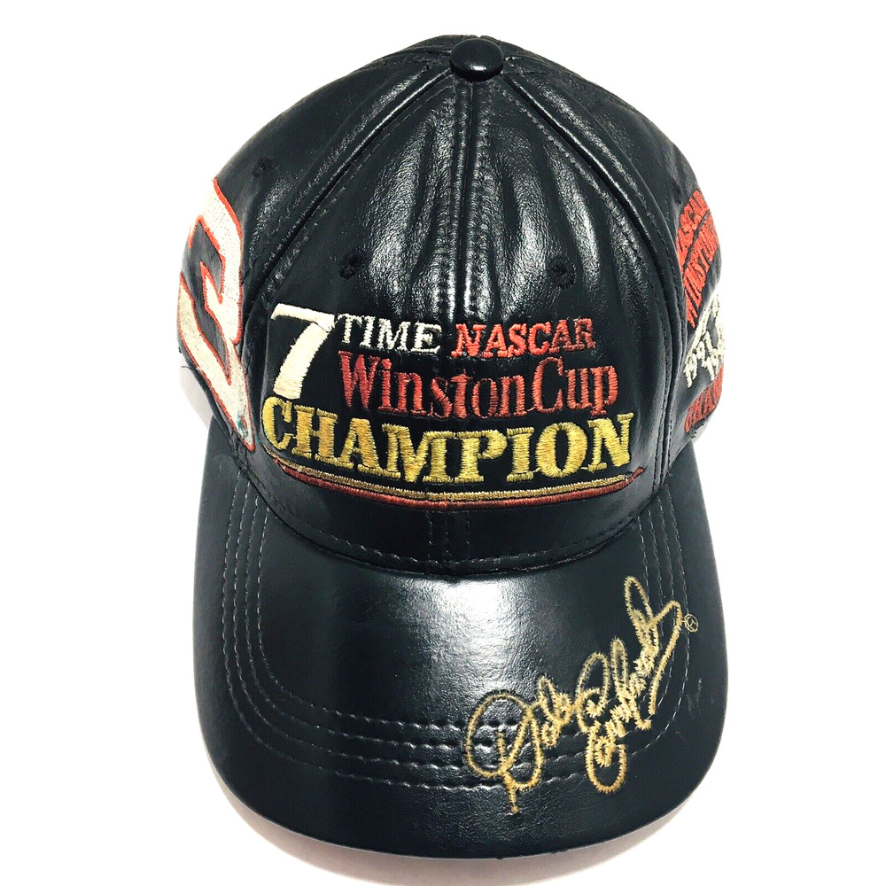VINTAGE #3 Dale Earnhardt 7-TIME Winston Cup Champion Genuine Leather Hat Used